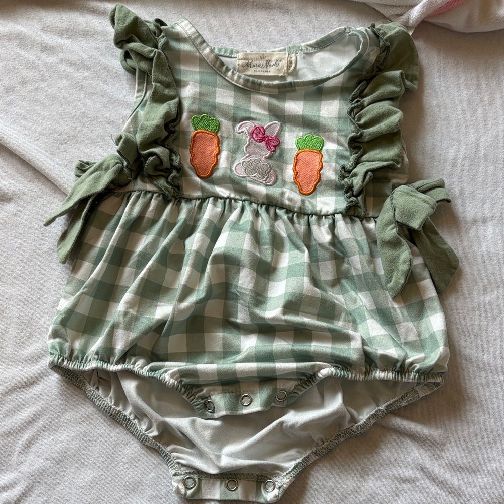 Green Checkered Kids One Piece